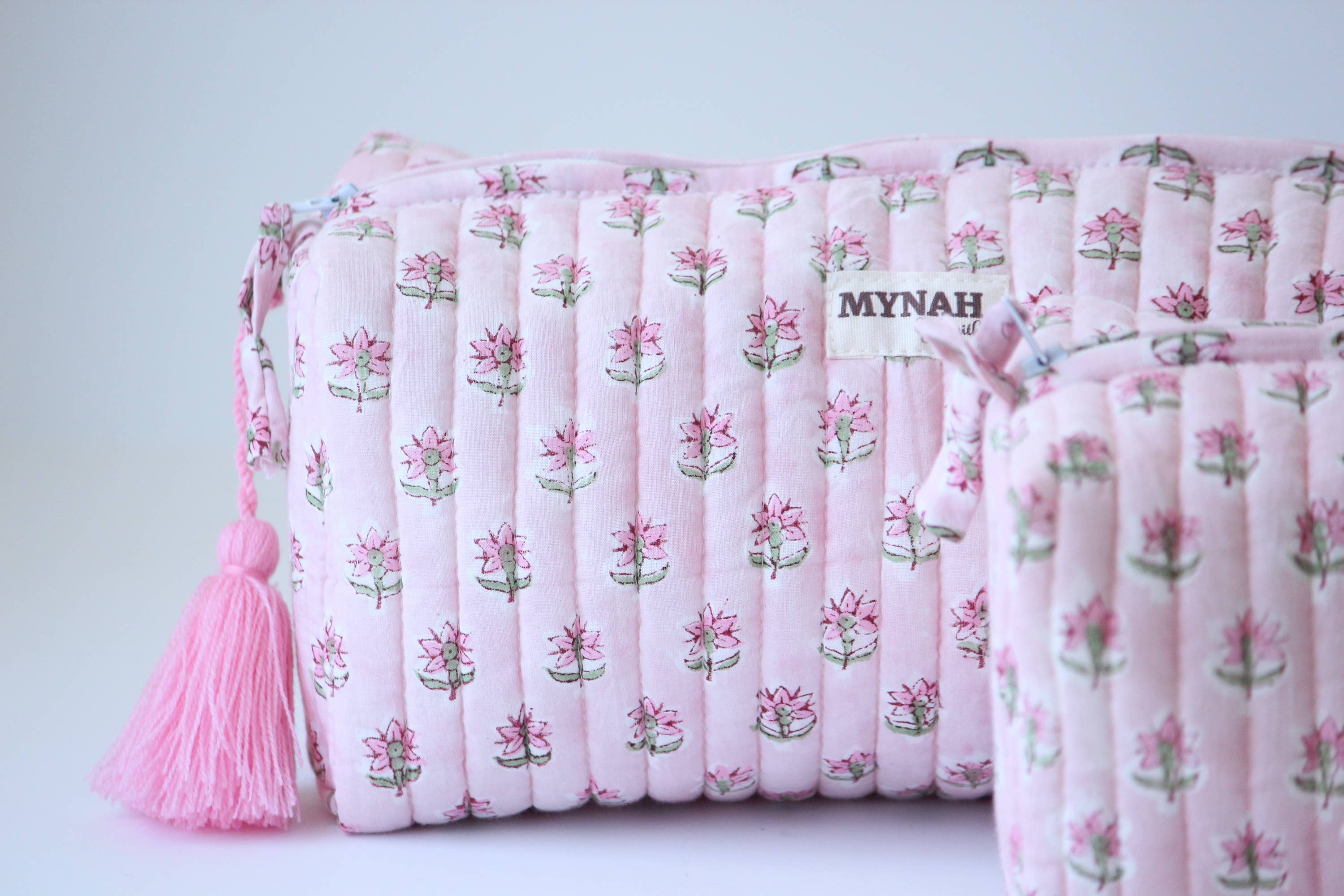 Rosy Mist Floral Print Travel Cosmetic Bag