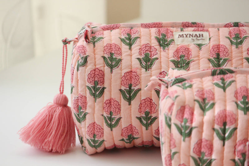 Blush Marigold Print Travel Cosmetic Bag