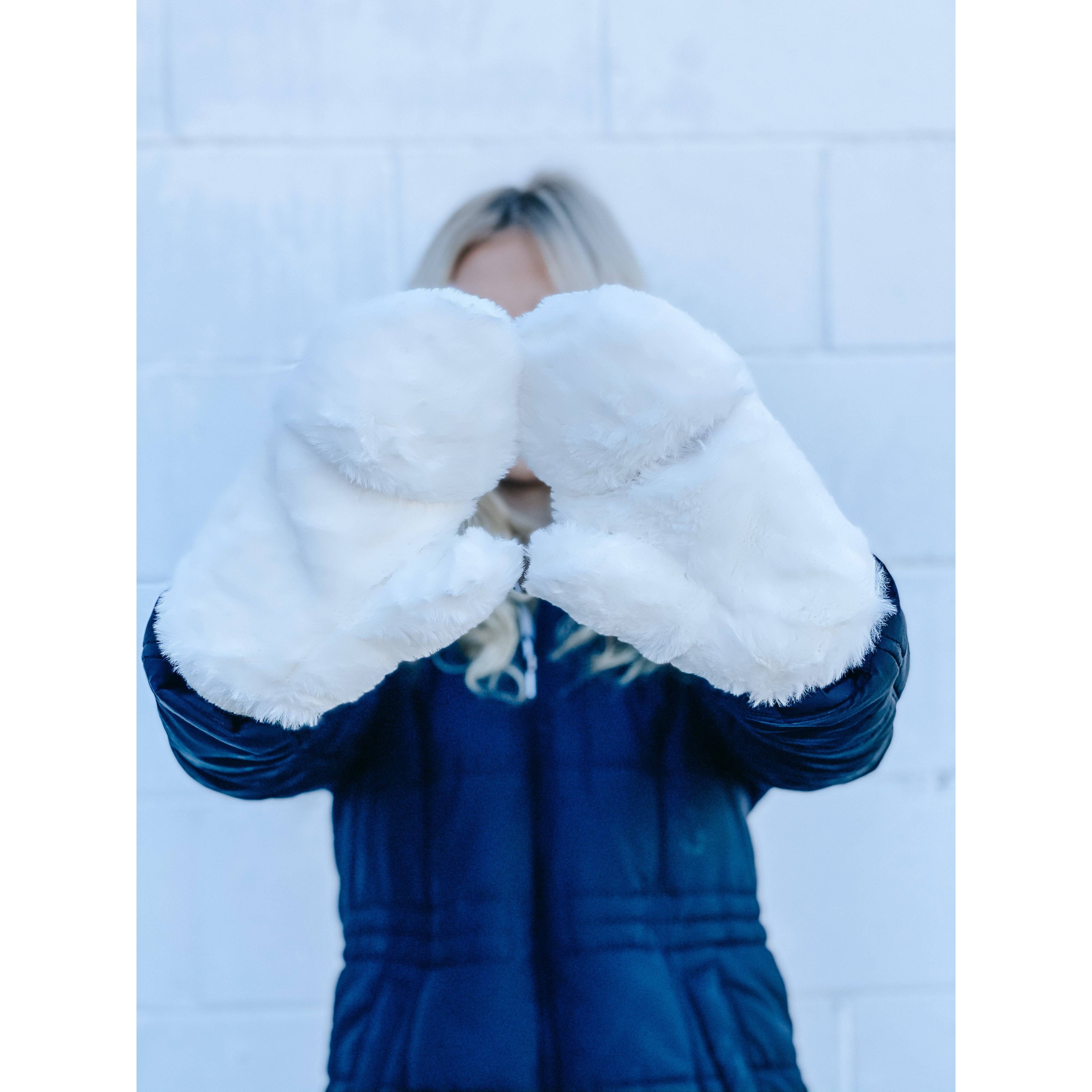 Fuzzy Lined Fur Women's Convertible Mittens