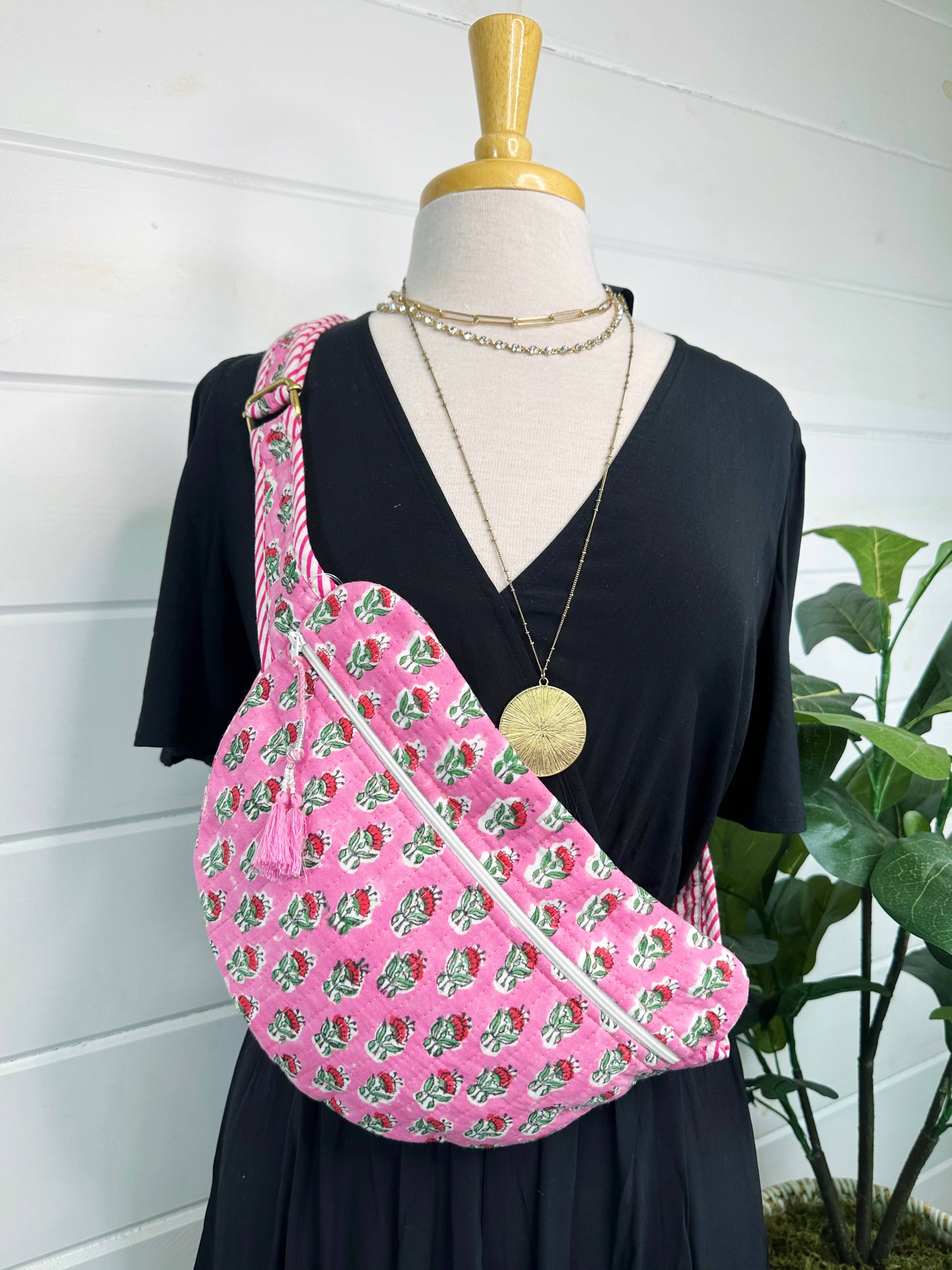 Quilted Crossbody Block Print