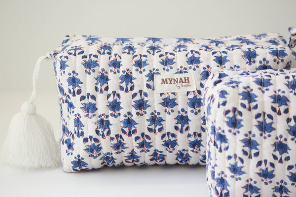 Blue Bonnet Floral Print Travel Cosmetic Bag