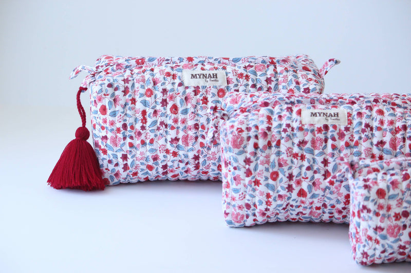 Crimson Garden Floral Travel Cosmetic Bag