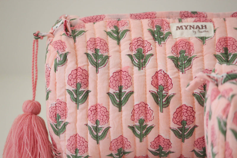 Blush Marigold Print Travel Cosmetic Bag