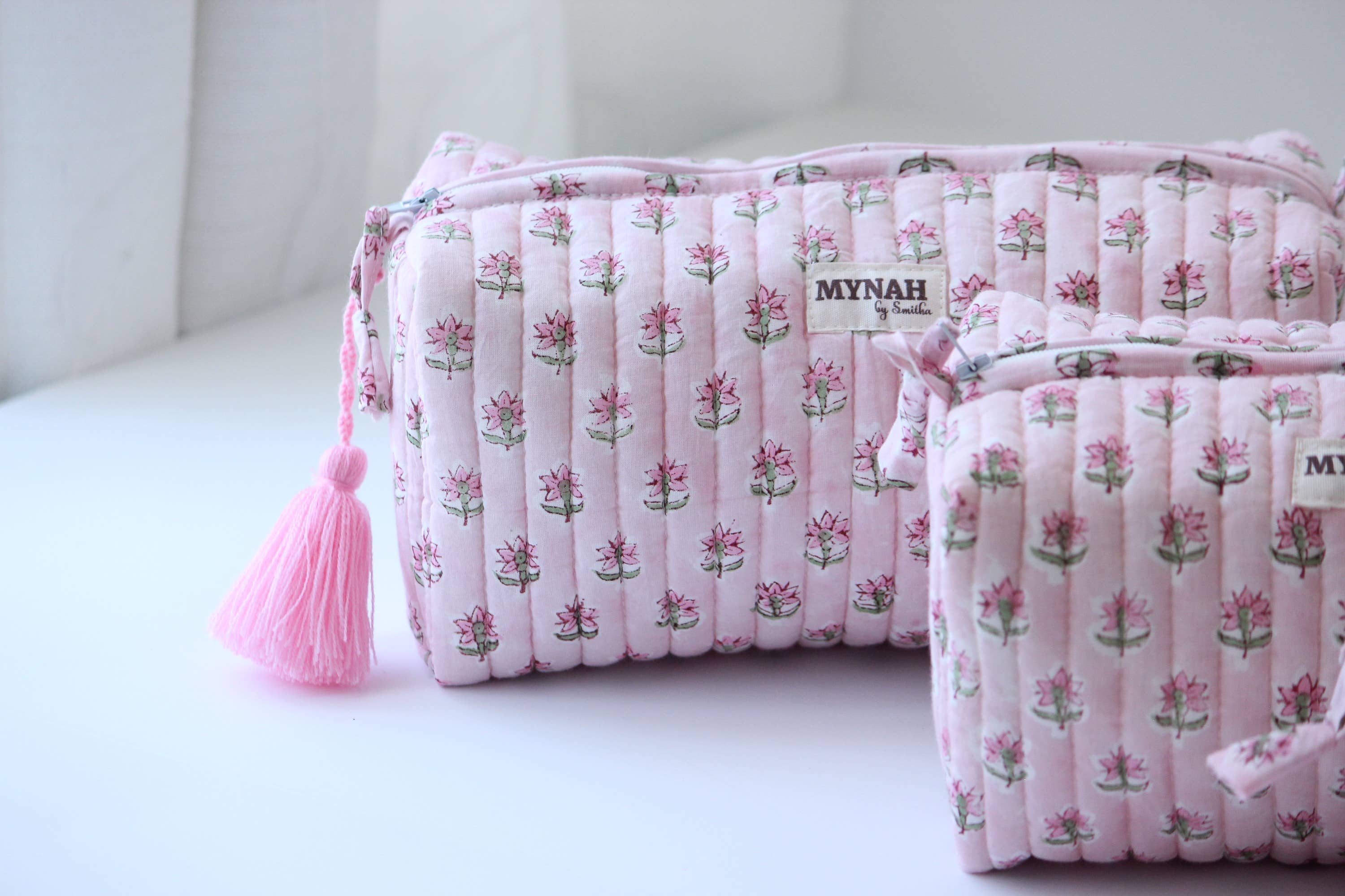 Rosy Mist Floral Print Travel Cosmetic Bag