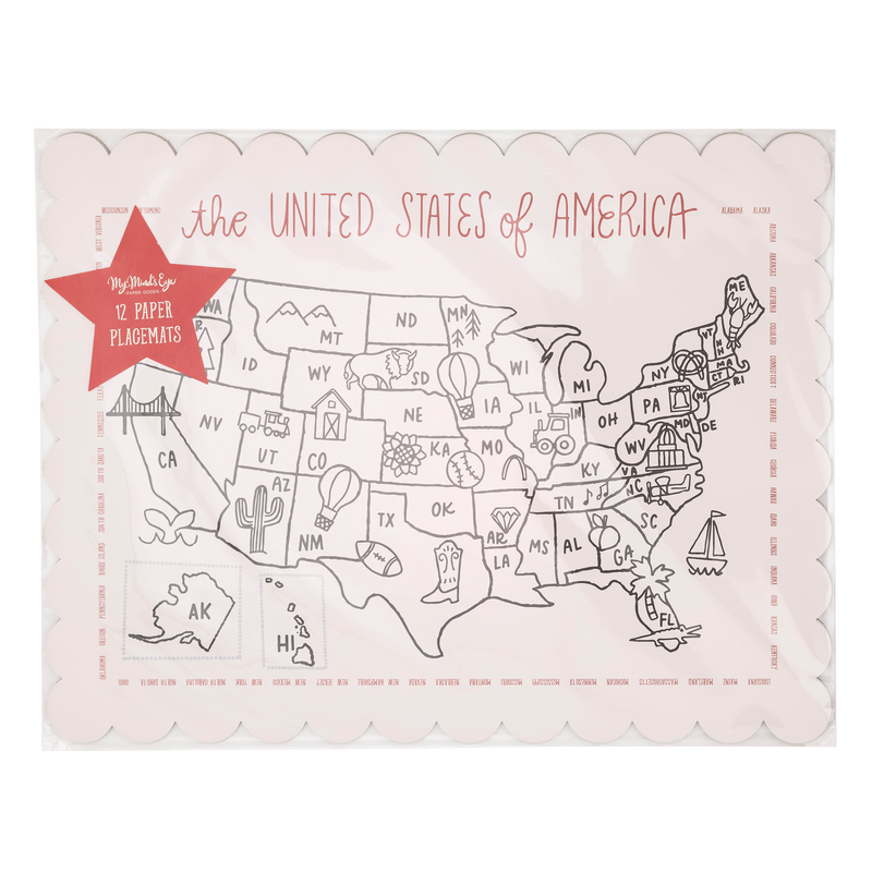 Color the USA Map Paper Placemat