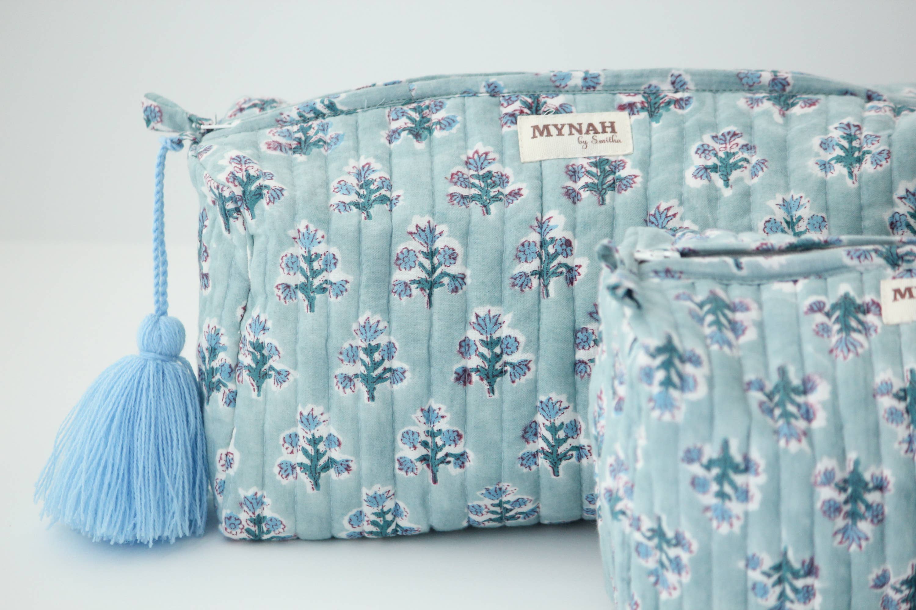 Dusty Blue Print Travel Cosmetic Bag