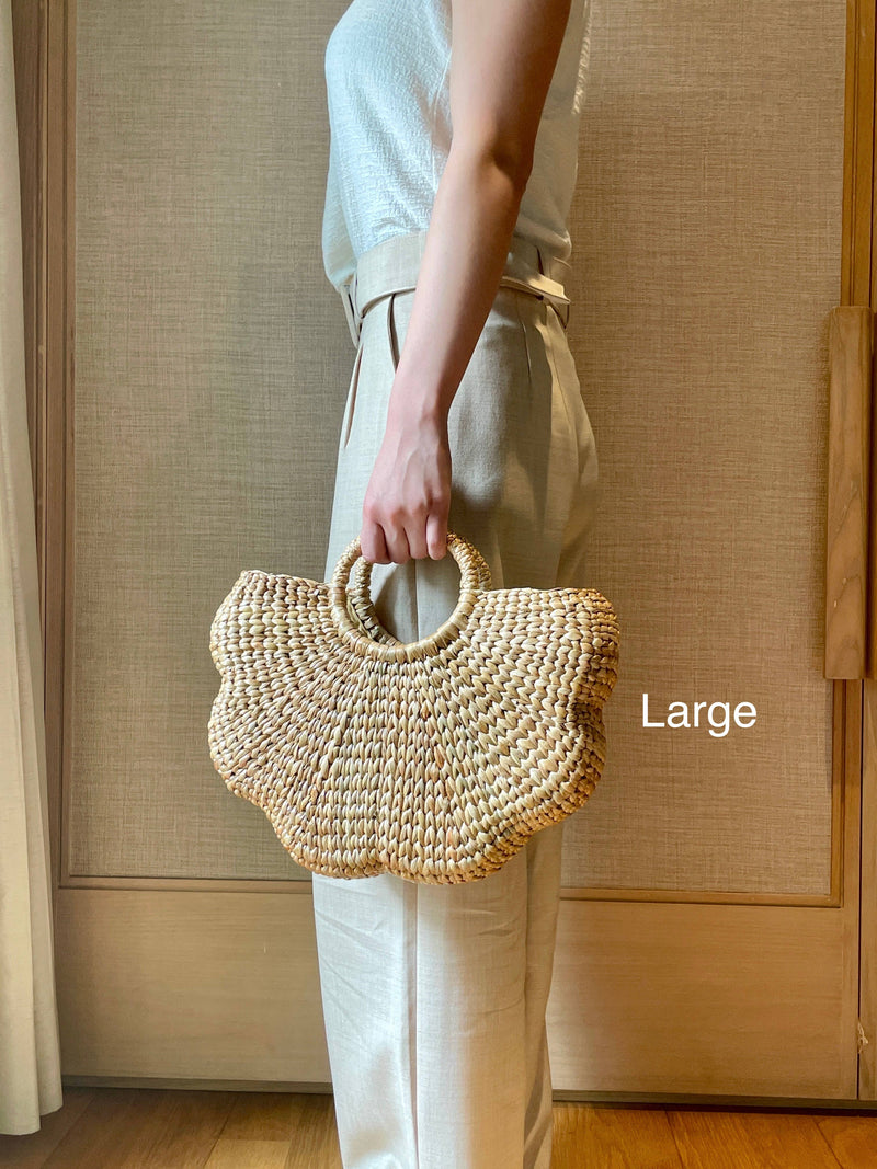 Water Hyacinth Flower Scalloped Handbag