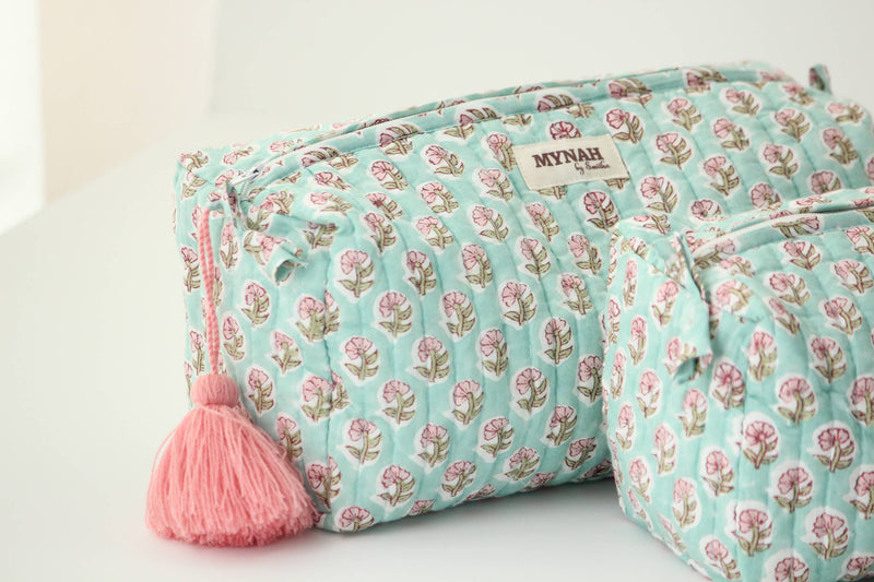 Mint Cloud Print Travel Cosmetic Bag