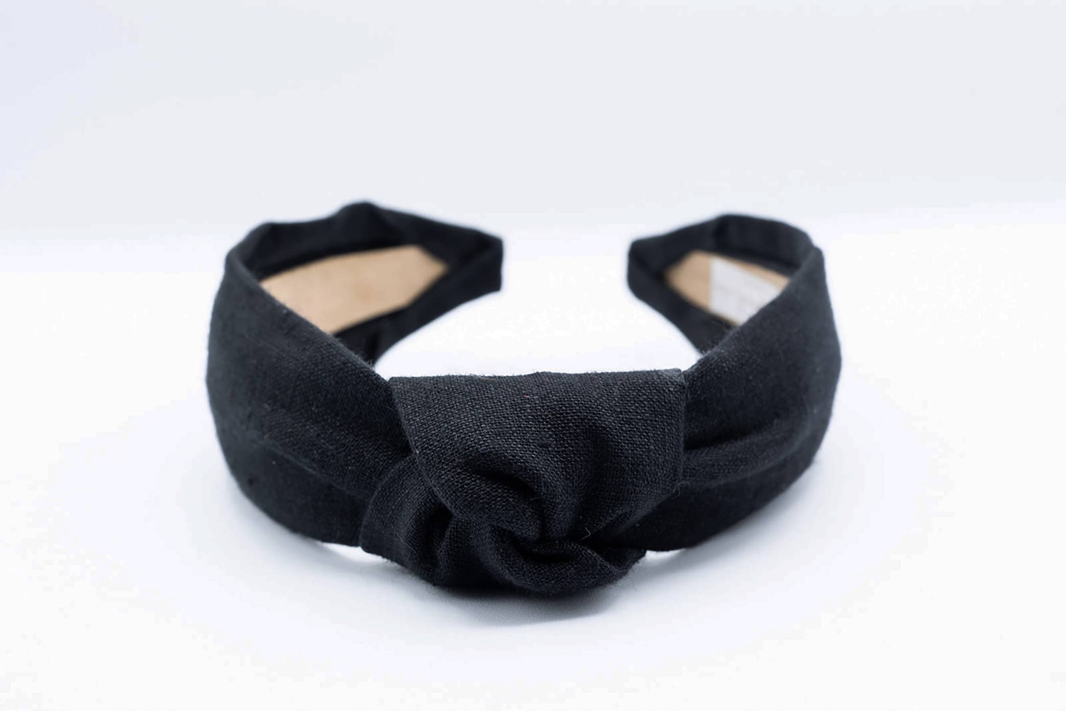 Black European Linen Knotted Headband for Women & Girls