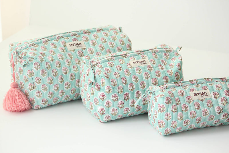 Mint Cloud Print Travel Cosmetic Bag