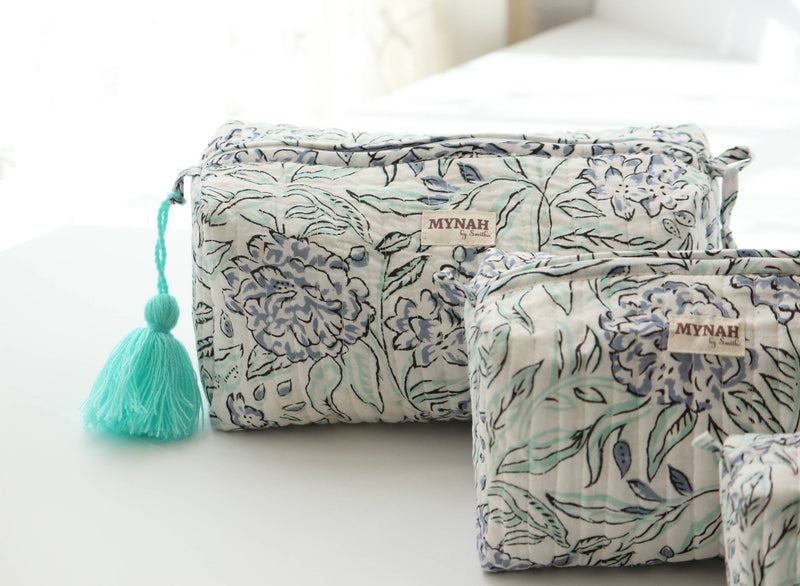 Hydrangea Print Travel Cosmetic Bag