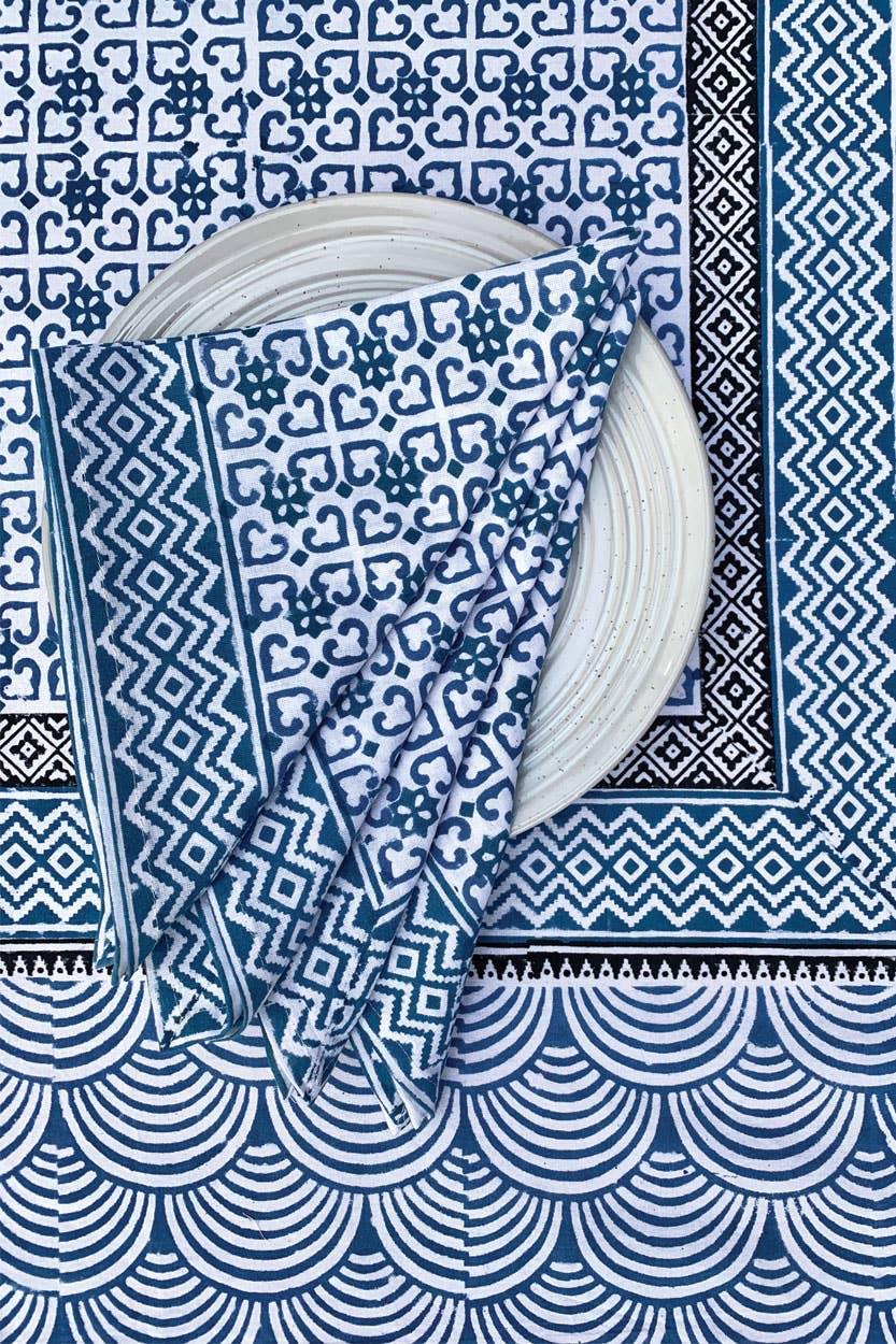 Blue Geometric Napkin Set