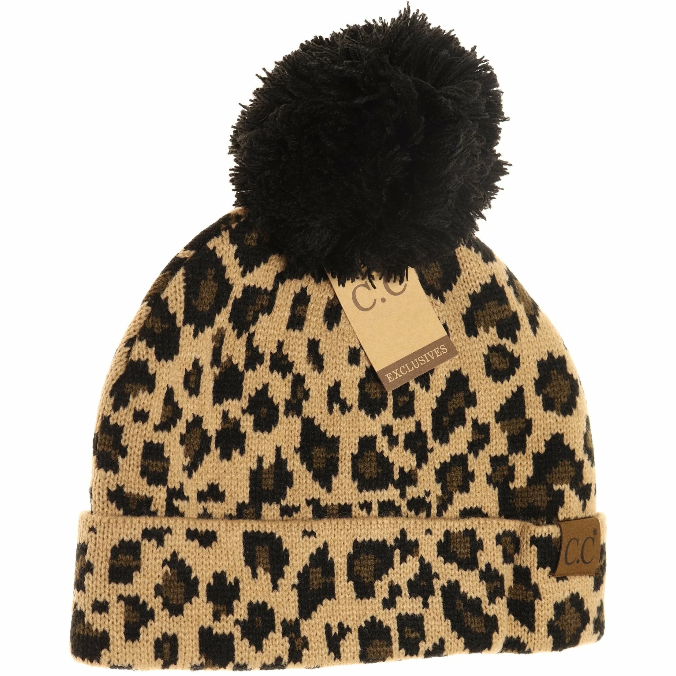 Matching Cuff Leopard Print CC Beanie