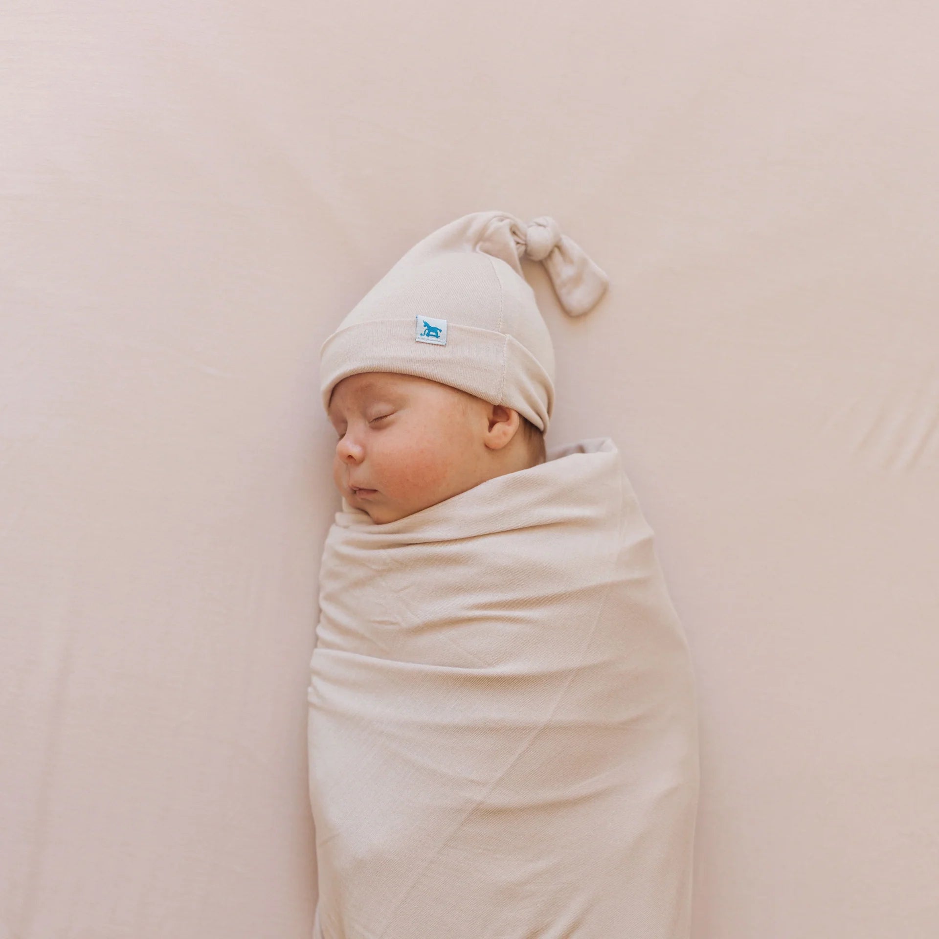 Stretch Knit Swaddle and Hat Set - Soft Blush