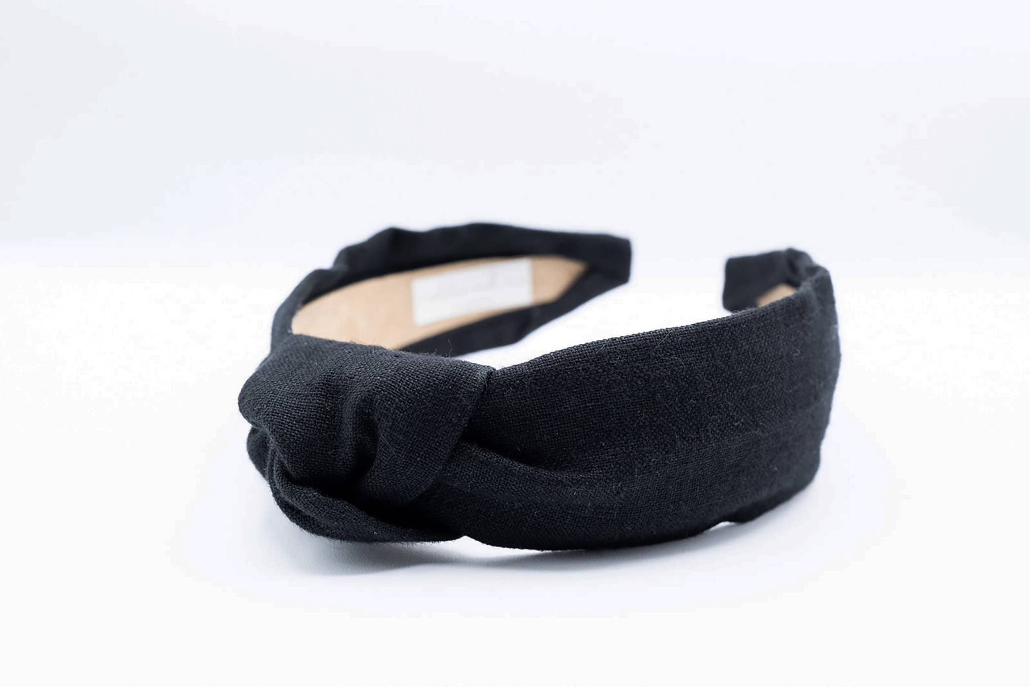 Black European Linen Knotted Headband for Women & Girls