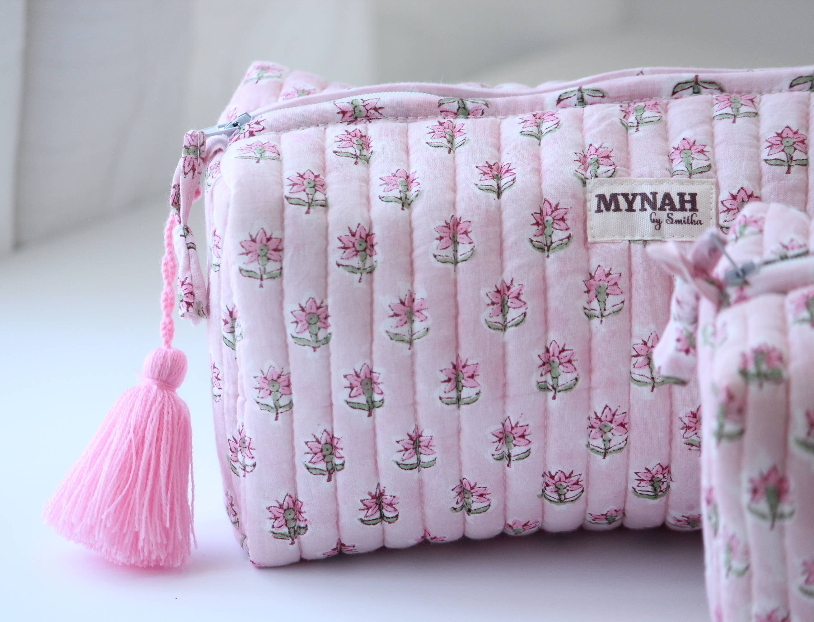 Rosy Mist Floral Print Travel Cosmetic Bag