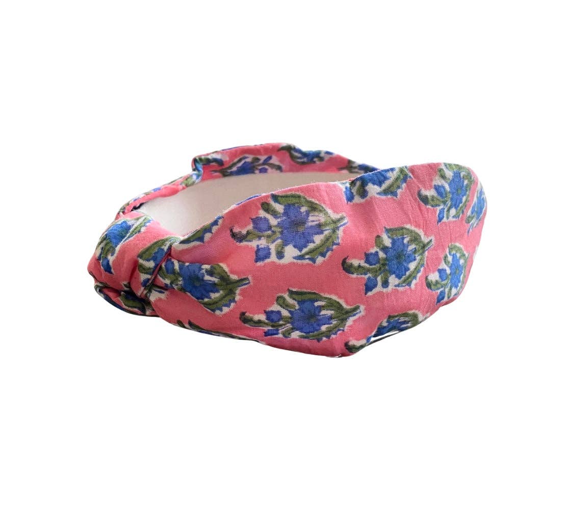 Block Print Headband in Bermuda Pink