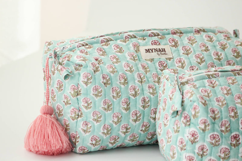 Mint Cloud Print Travel Cosmetic Bag