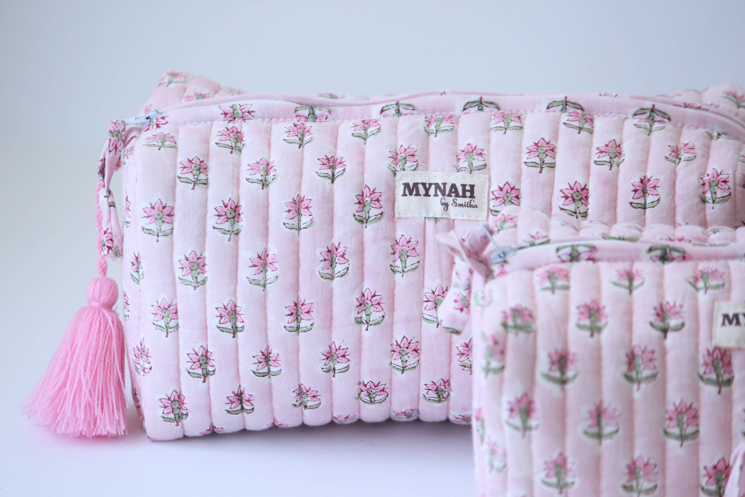 Rosy Mist Floral Print Travel Cosmetic Bag