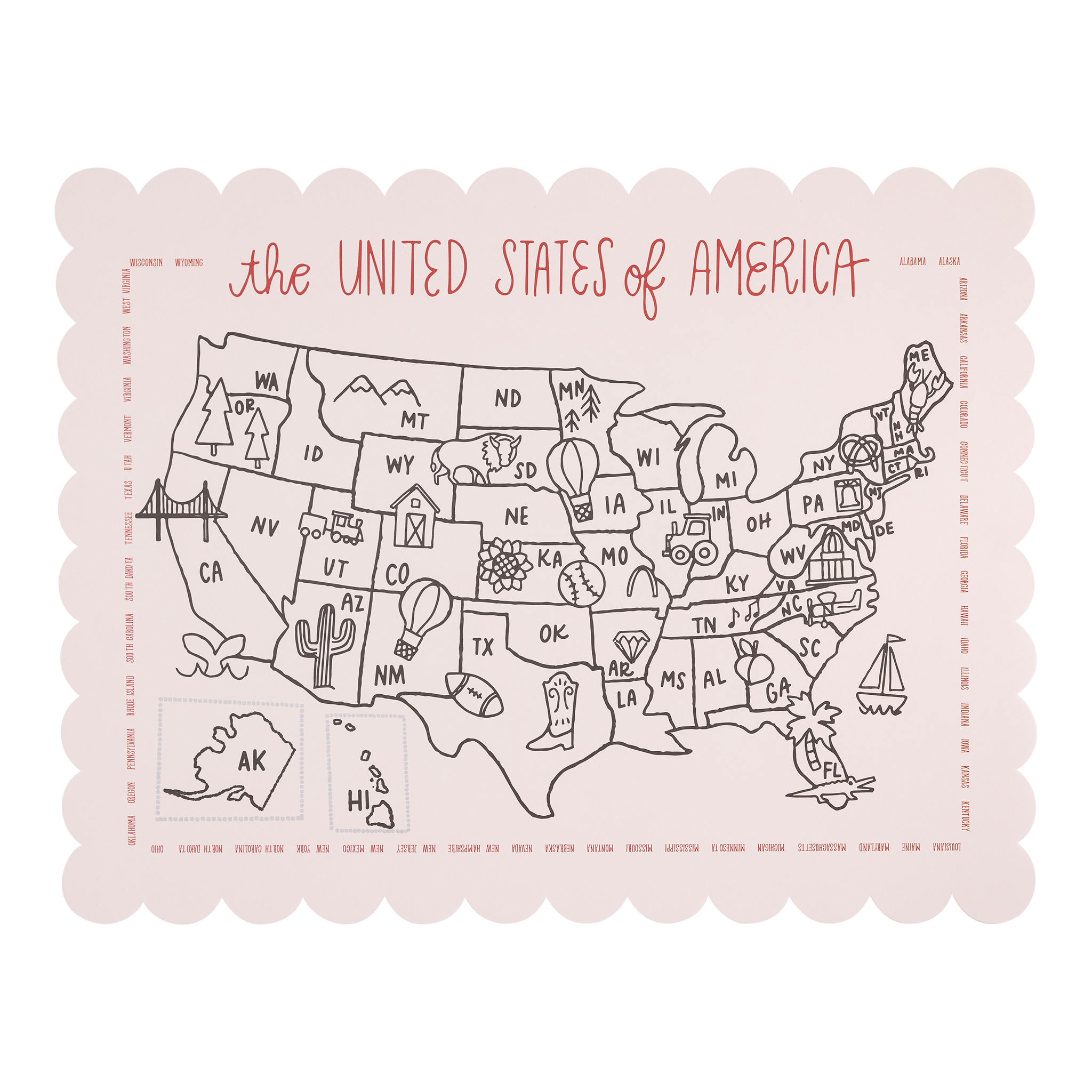 Color the USA Map Paper Placemat