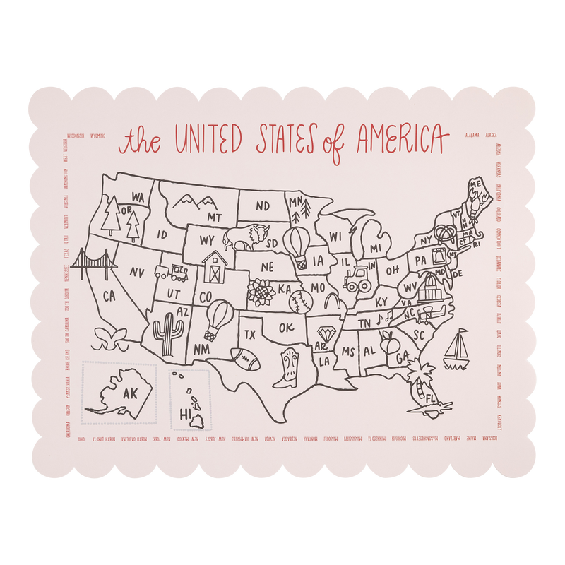 Color the USA Map Paper Placemat