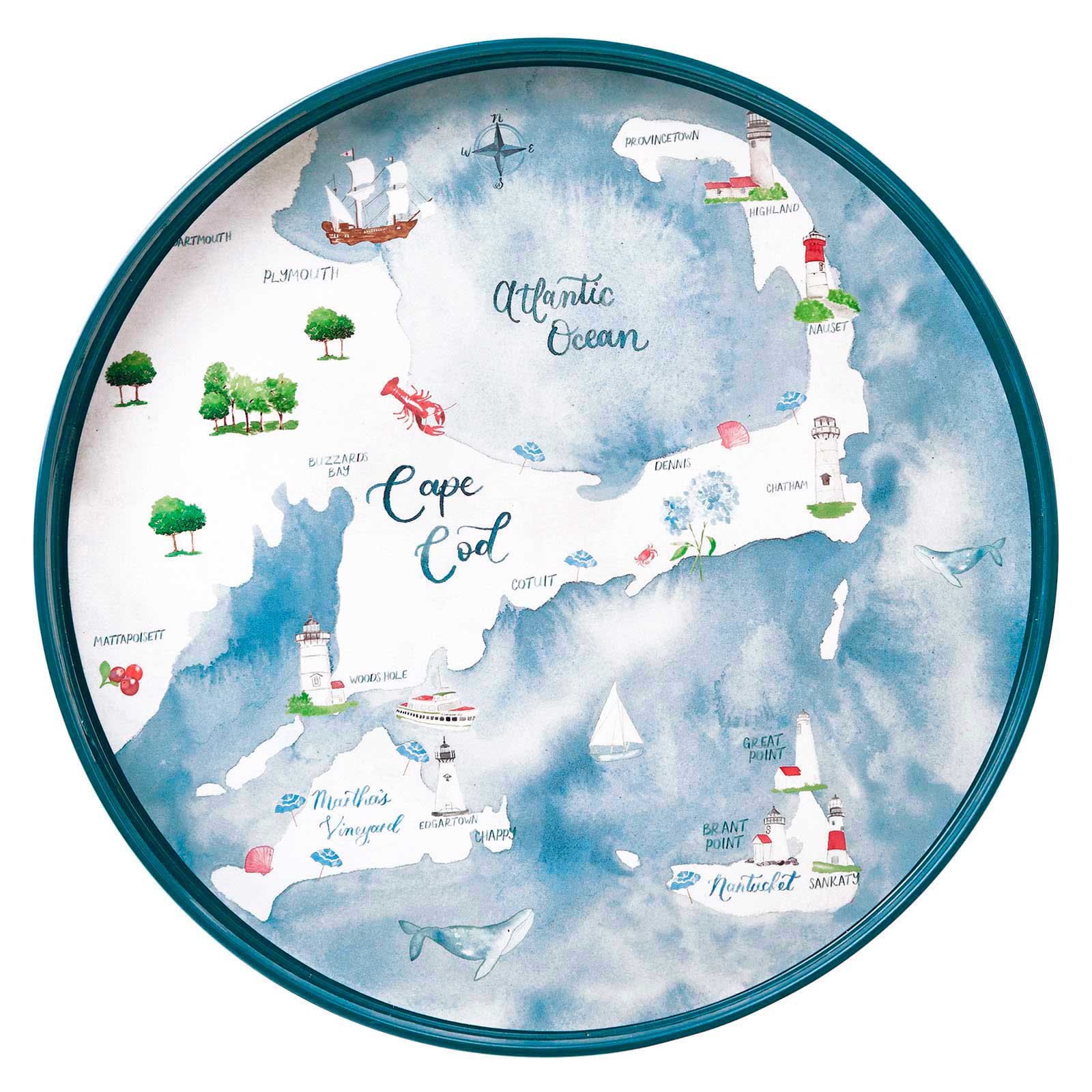 Cape and Islands 15 Inch Round Tray