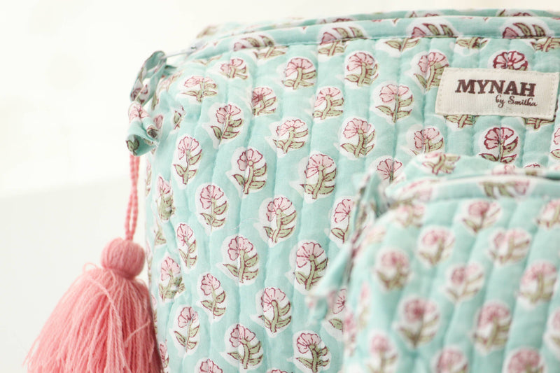 Mint Cloud Print Travel Cosmetic Bag