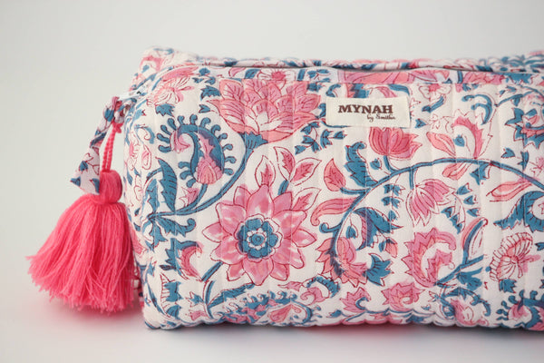 Lotus Blooms Floral Print Travel Cosmetic Bag