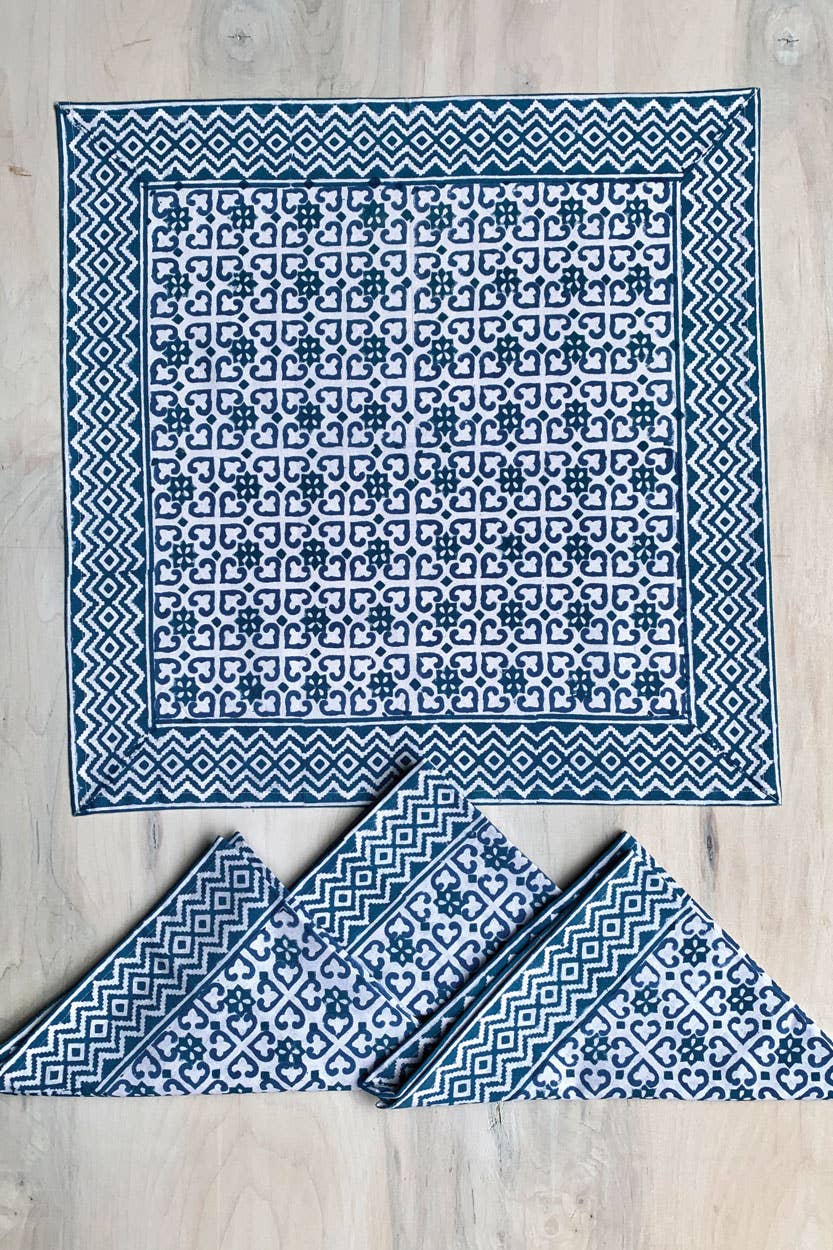 Blue Geometric Napkin Set