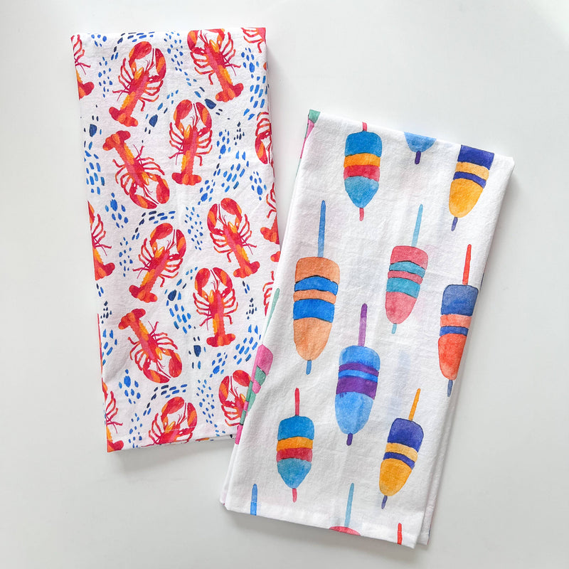 Colorful Lobster Buoys Kitchen Towel