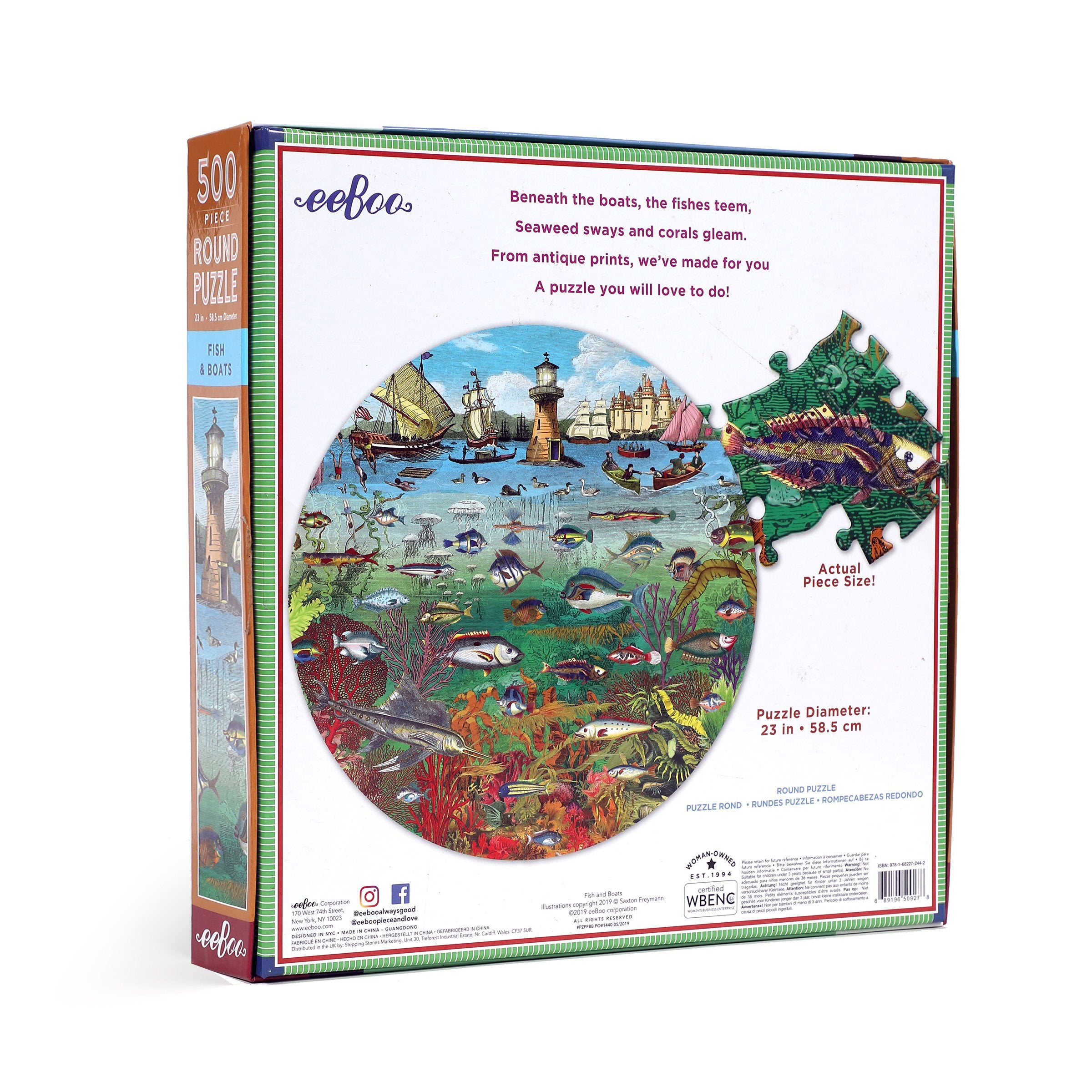 Fish and Boats 500 Piece Round Puzzle